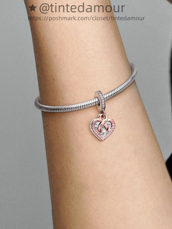 Pandora Two-tone Infinity Heart Double Dangle Charm|Two-tone - Picture 2 of 2